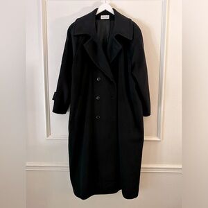 Men’s Charles Klein- Fortsmann- Double Breasted Black Wool Coat XXL